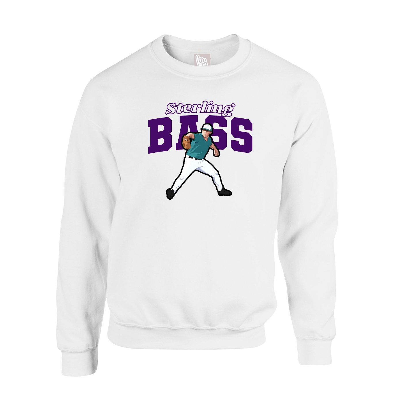 Fleece Crew — Name Arch in White
