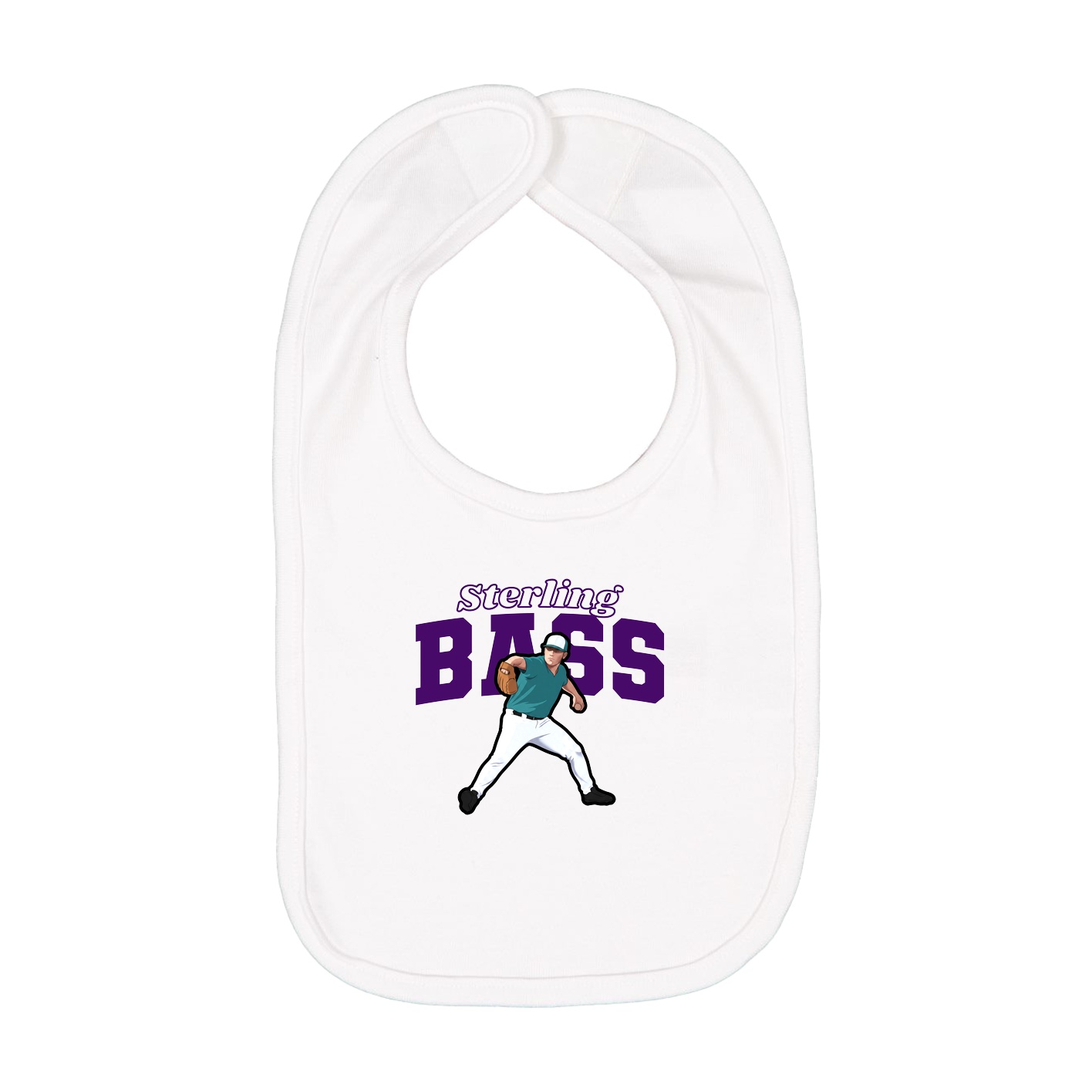 Infant Bib — Name Arch in White