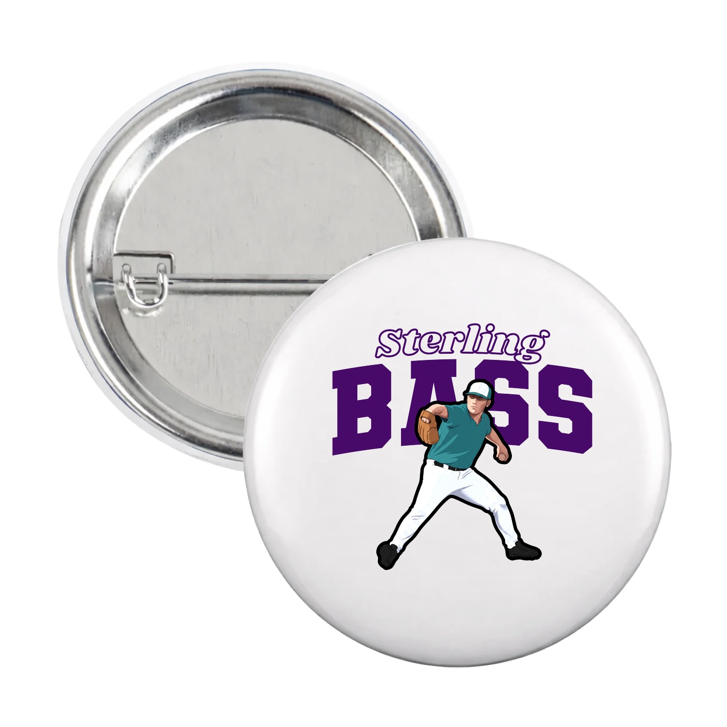 Game Day Button — Name Arch in White