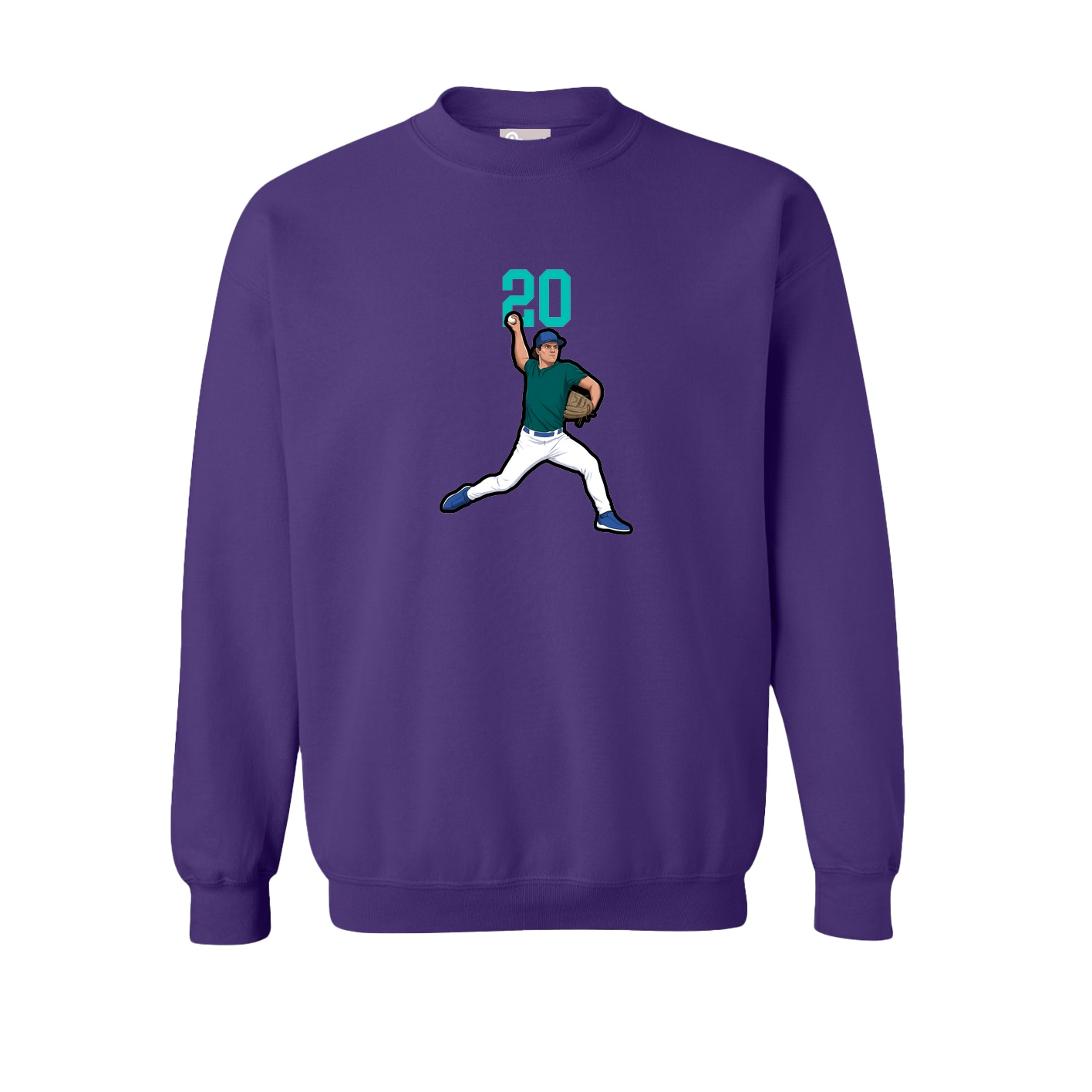 Fleece Crew — Number Top in Purple