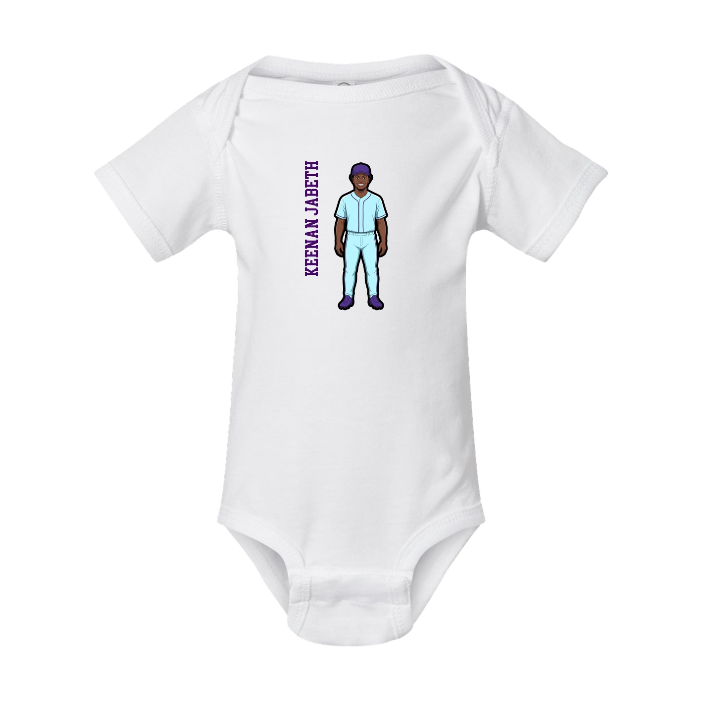 Baby Onesie — Name Vertical in White