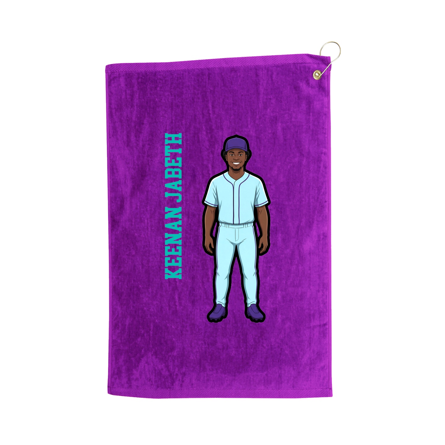 Golf Towel — Name Vertical in Purple