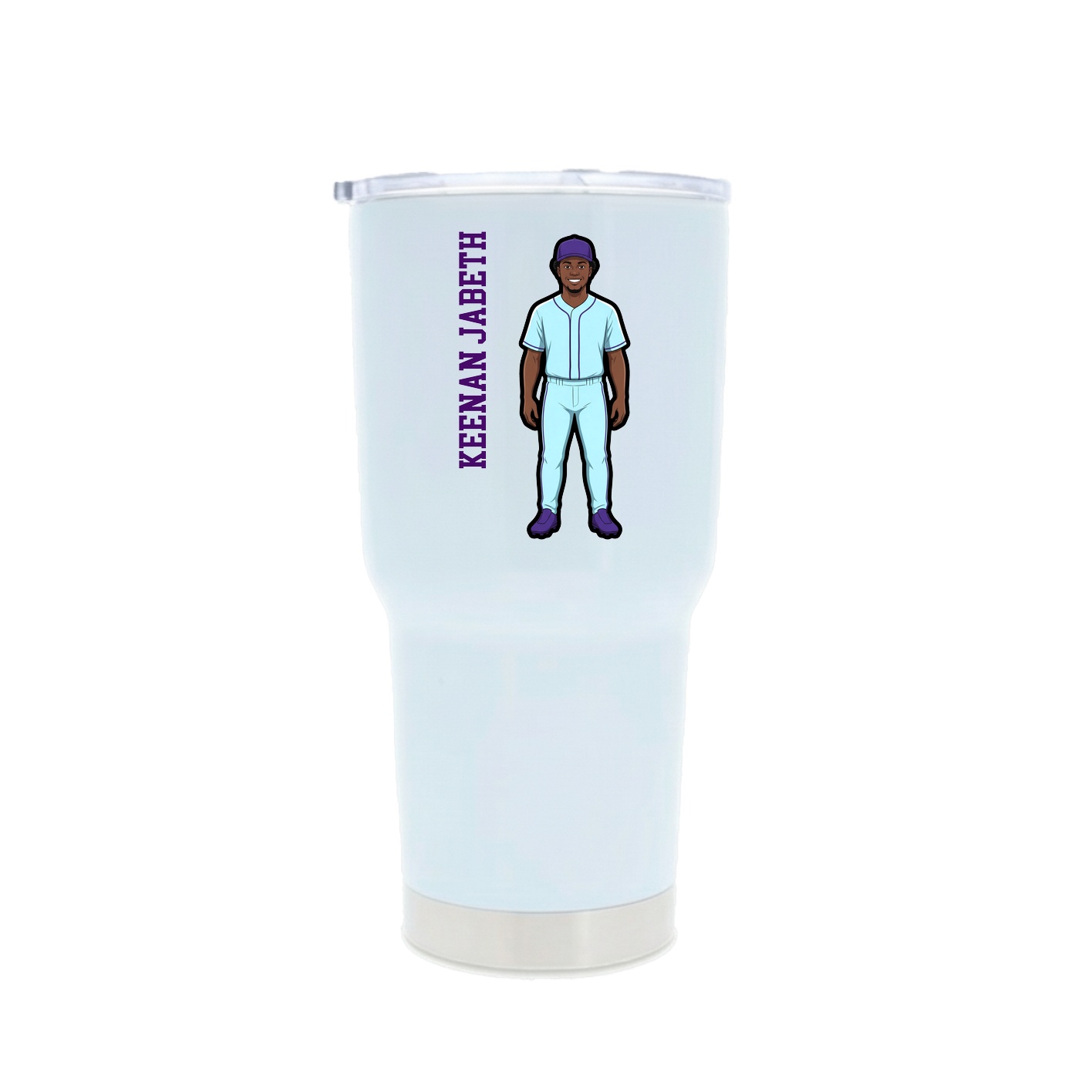 30oz Stainless Steel Tumbler — Name Vertical in White