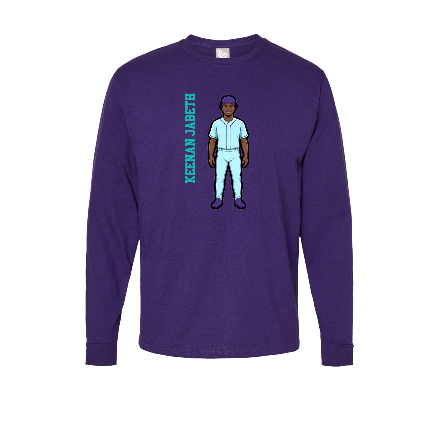 Long Sleeve Tee — Name Vertical in Purple