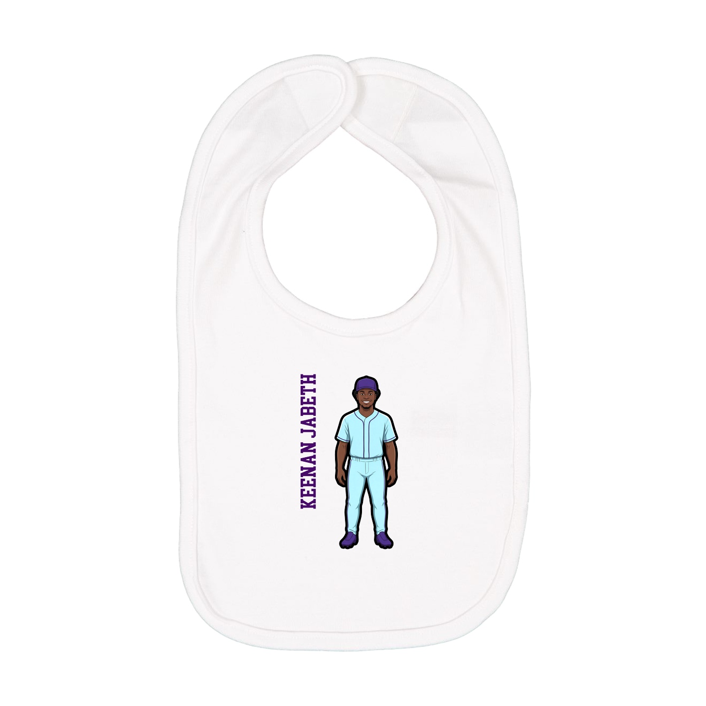 Infant Bib — Name Vertical in White