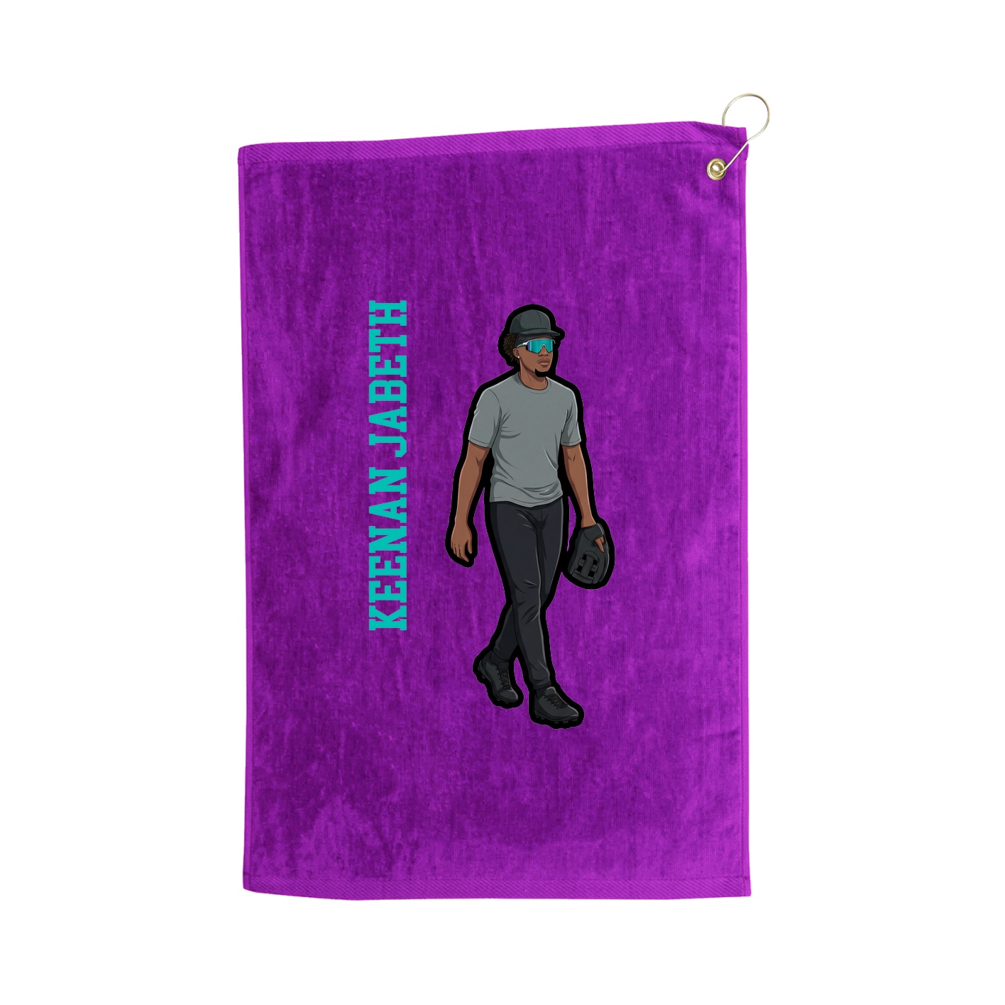 Golf Towel — Name Vertical in Purple