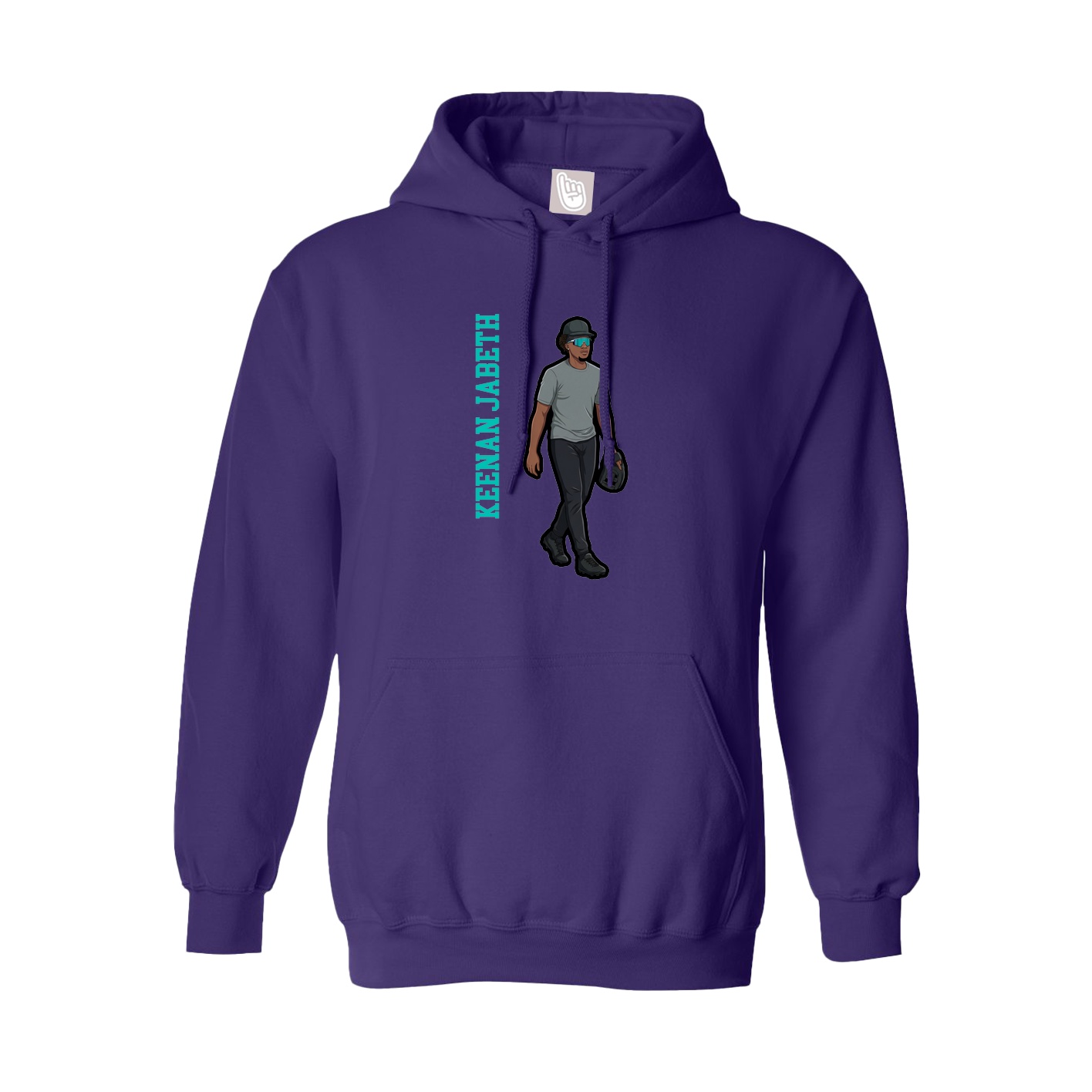 Youth Hoodie — Name Vertical in Purple