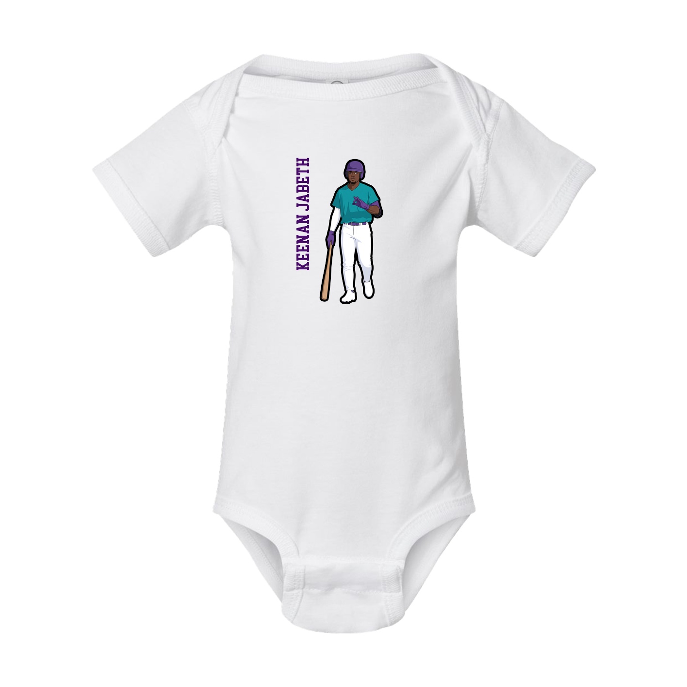 Baby Onesie — Name Vertical in White