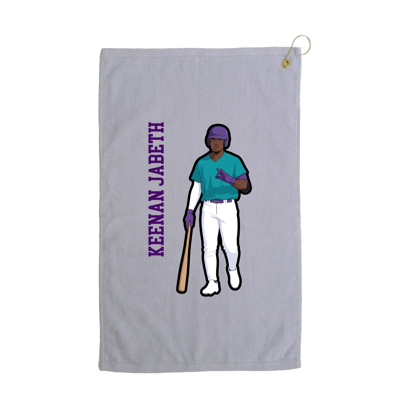 Golf Towel — Name Vertical in Grey