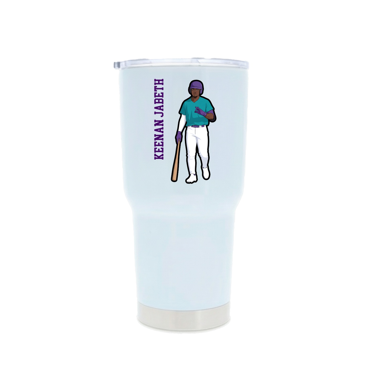 30oz Stainless Steel Tumbler — Name Vertical in White