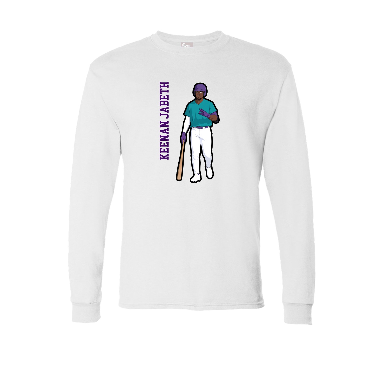 Long Sleeve Tee — Name Vertical in White