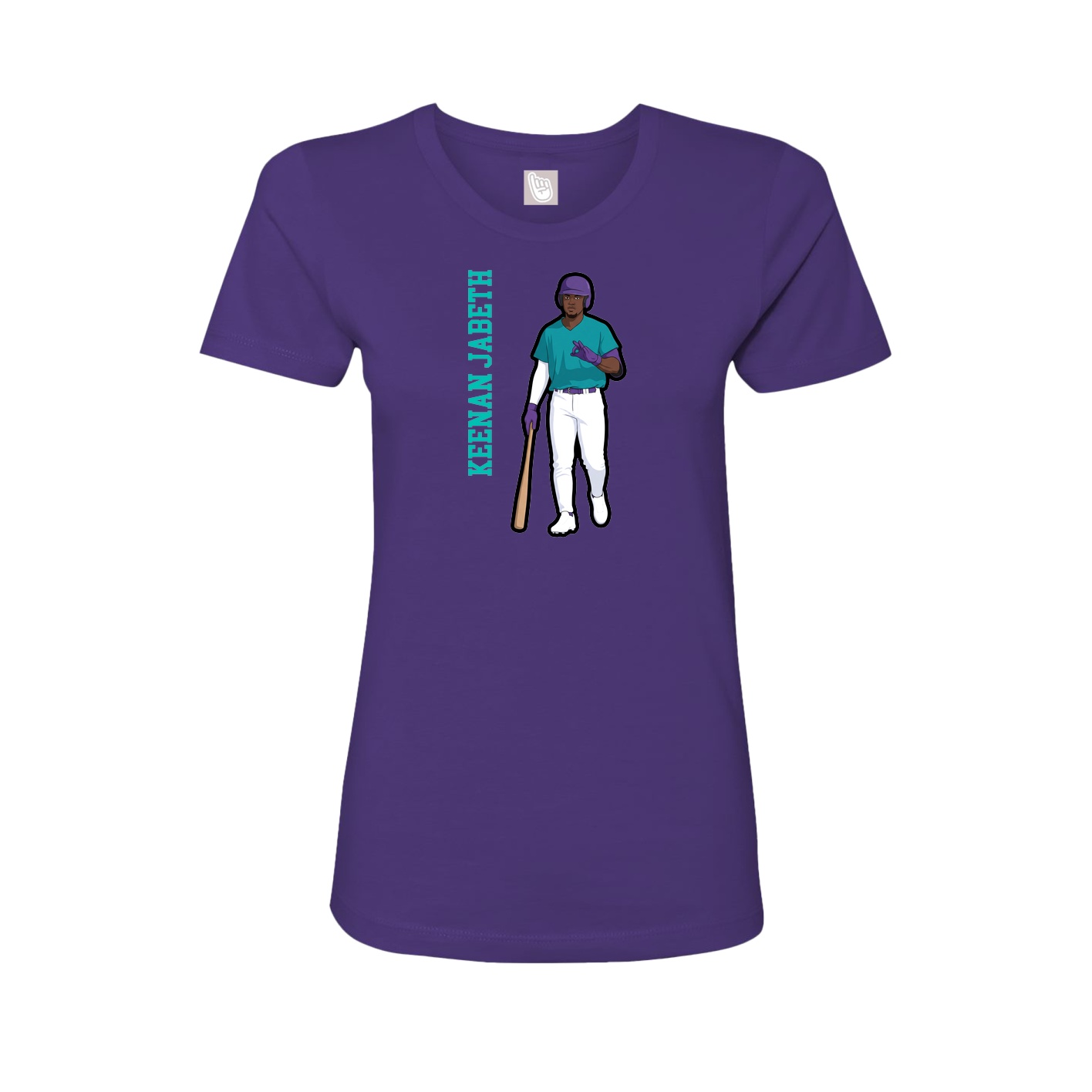 Fitted Women's Tee — Name Vertical in Purple