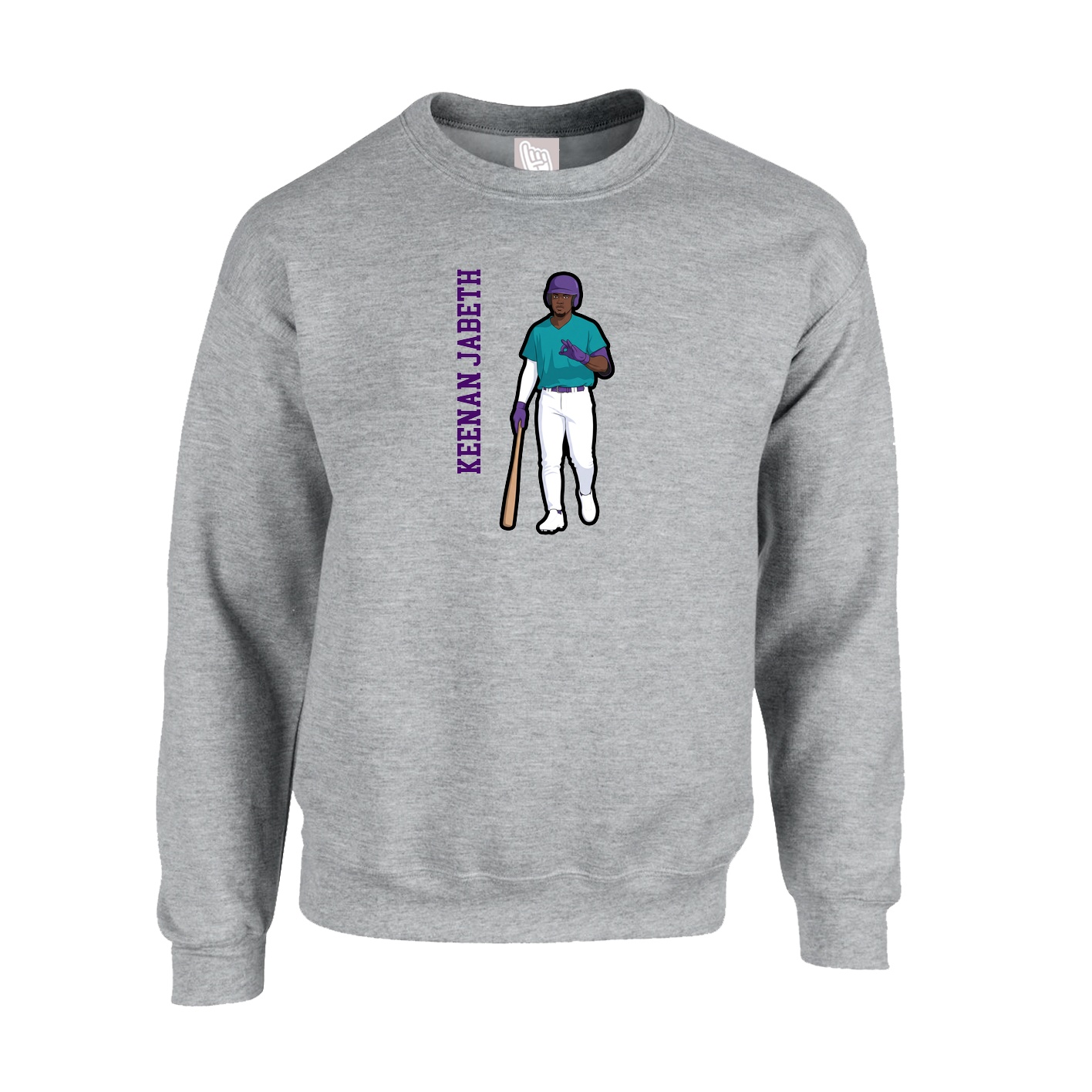 Fleece Crew — Name Vertical in Grey