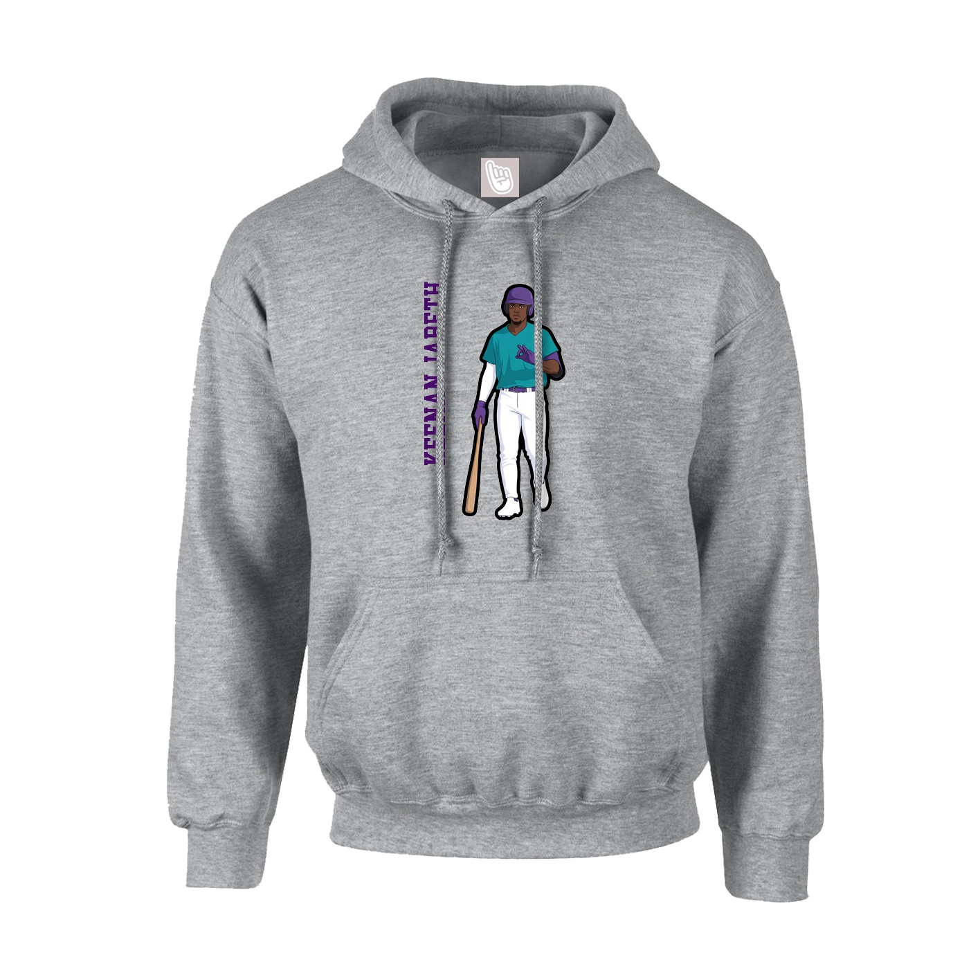 Youth Hoodie — Name Vertical in Grey