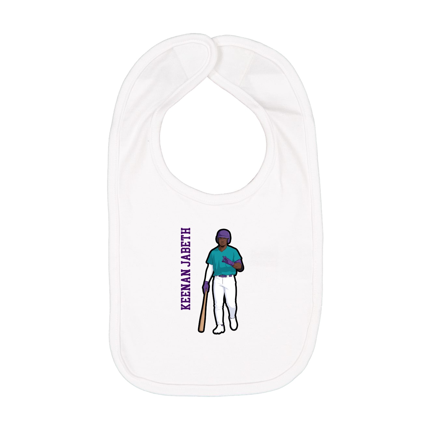 Infant Bib — Name Vertical in White