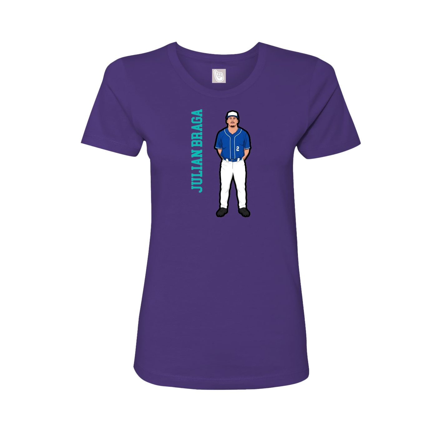 Fitted Women's Tee — Name Vertical in Purple