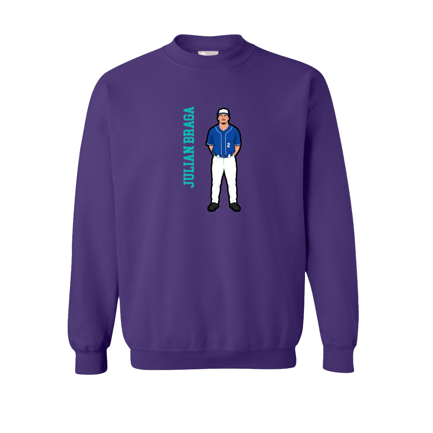 Fleece Crew — Name Vertical in Purple