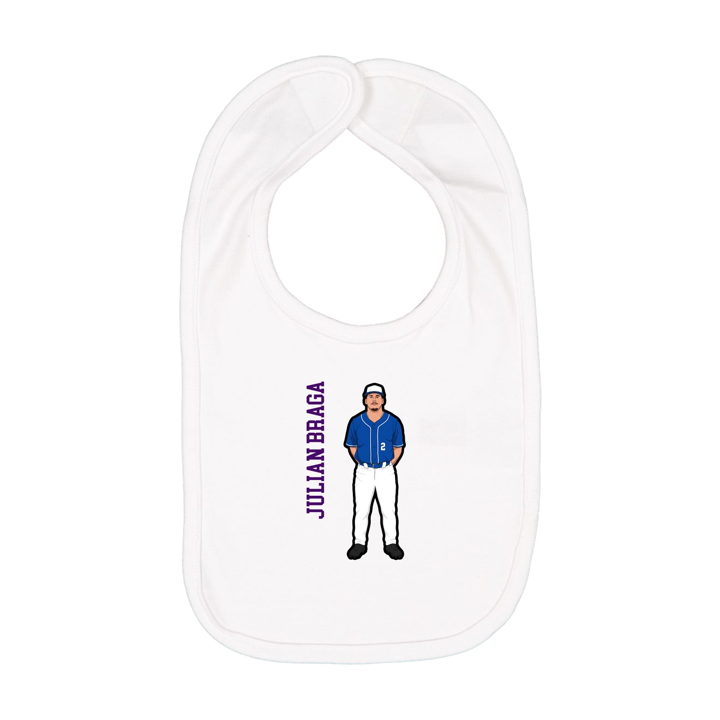 Infant Bib — Name Vertical in White
