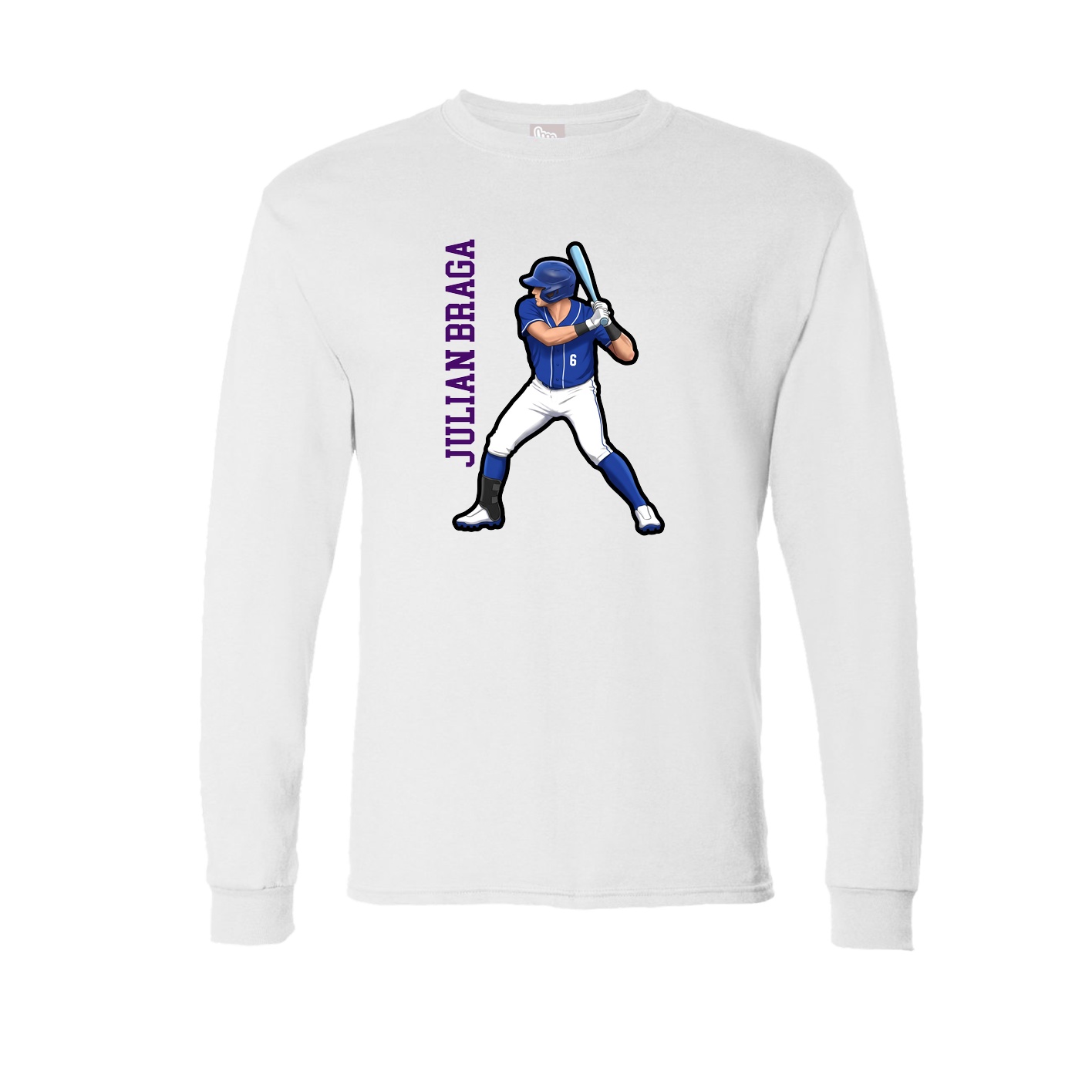 Long Sleeve Tee — Name Vertical in White