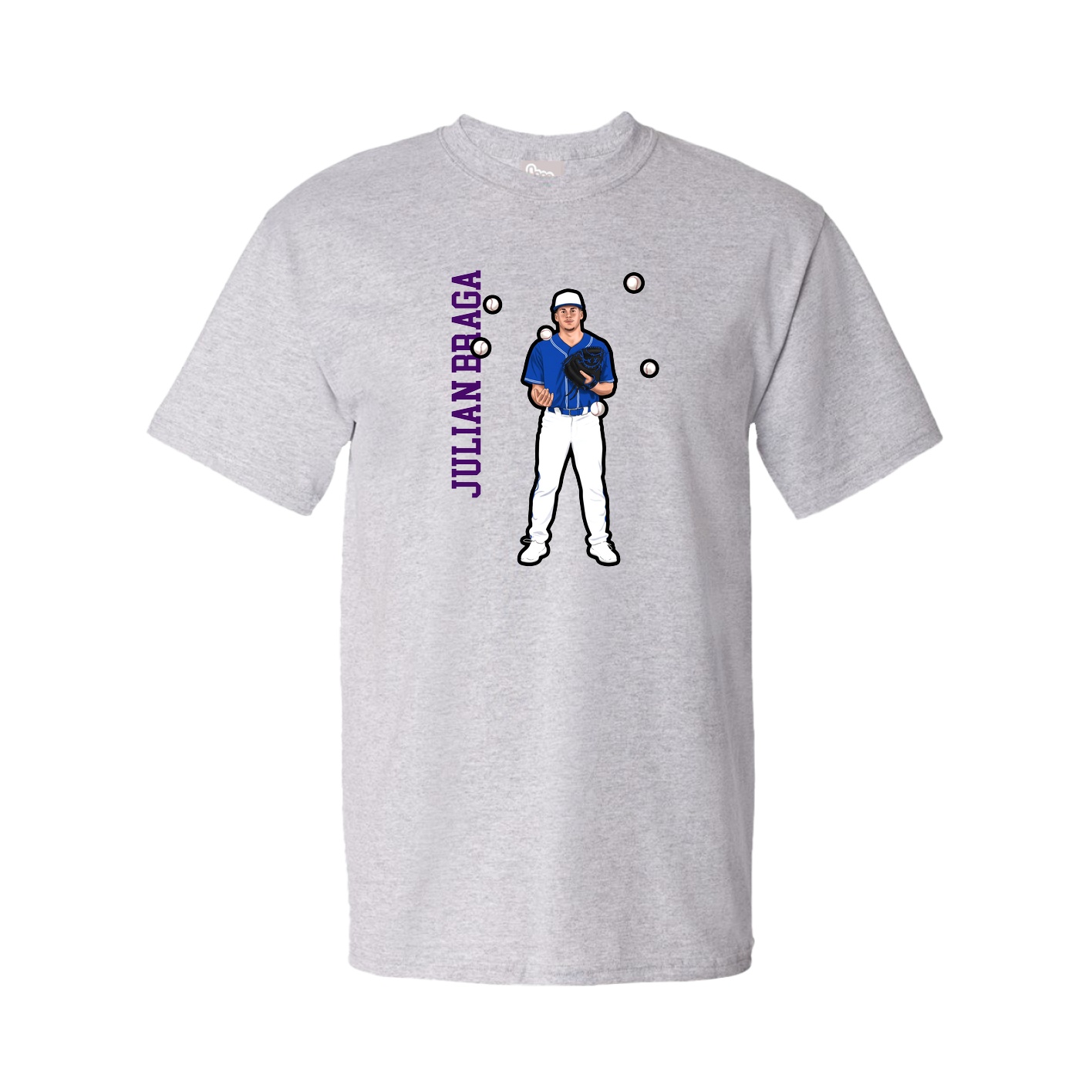 Tee — Name Vertical in Grey