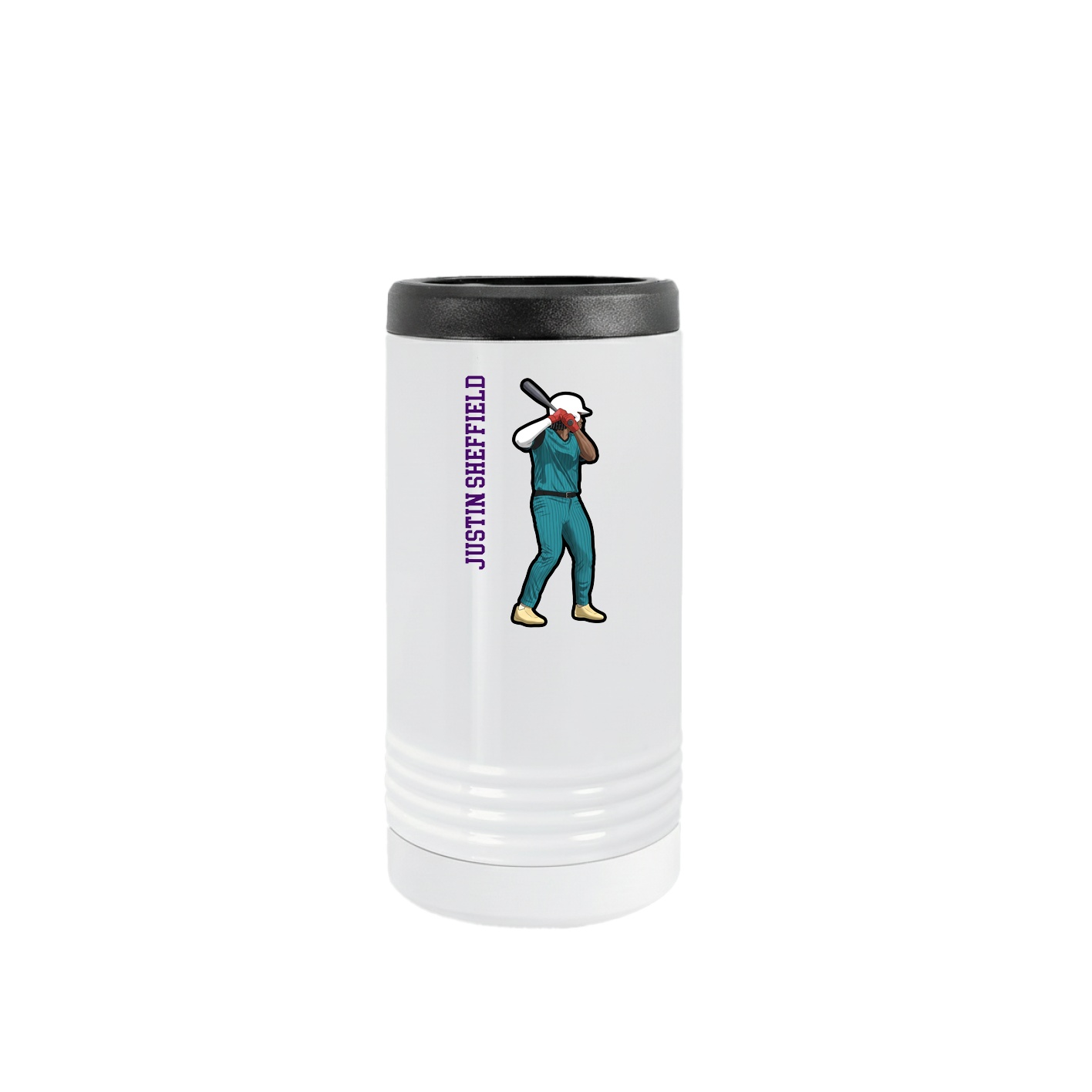 Slim Beverage Holder — Name Vertical in White