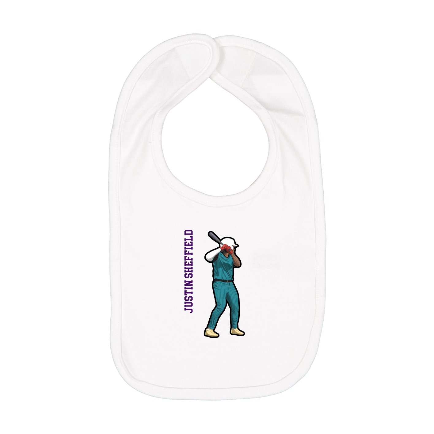Infant Bib — Name Vertical in White