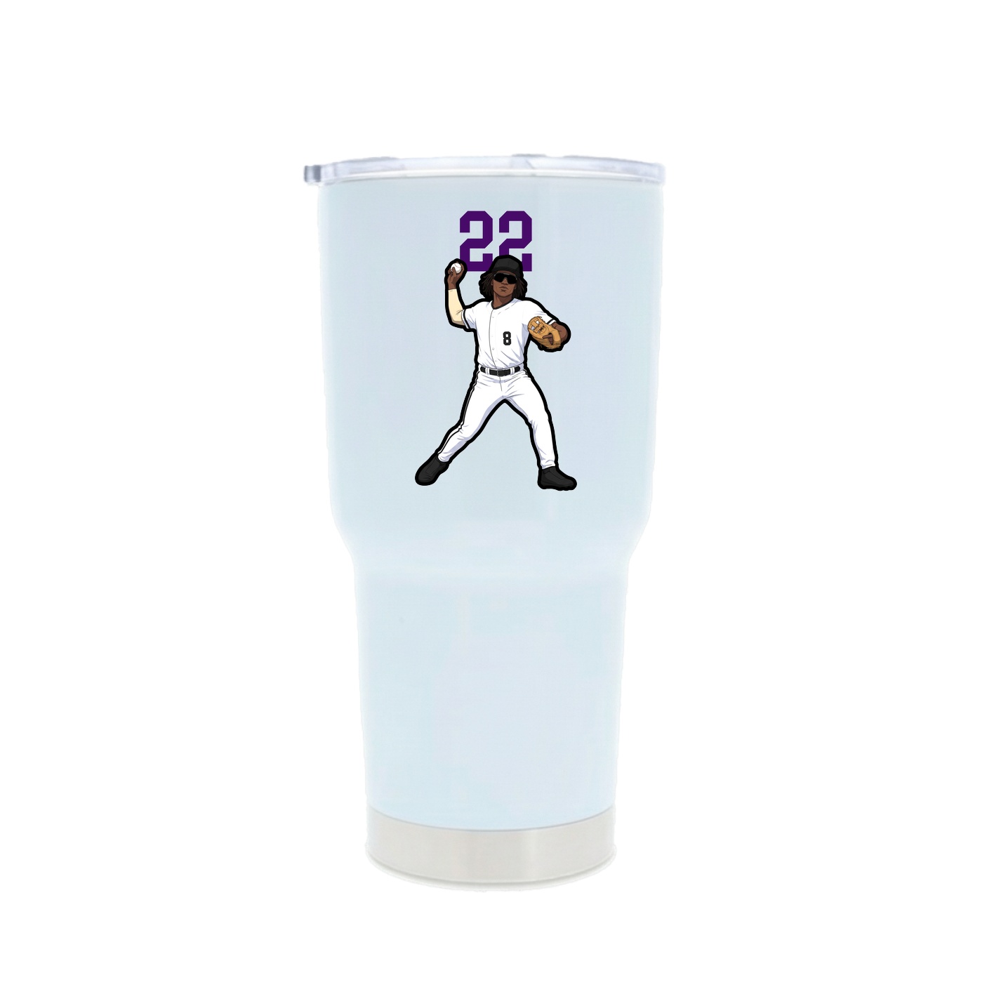 30oz Stainless Steel Tumbler — Number Top in White