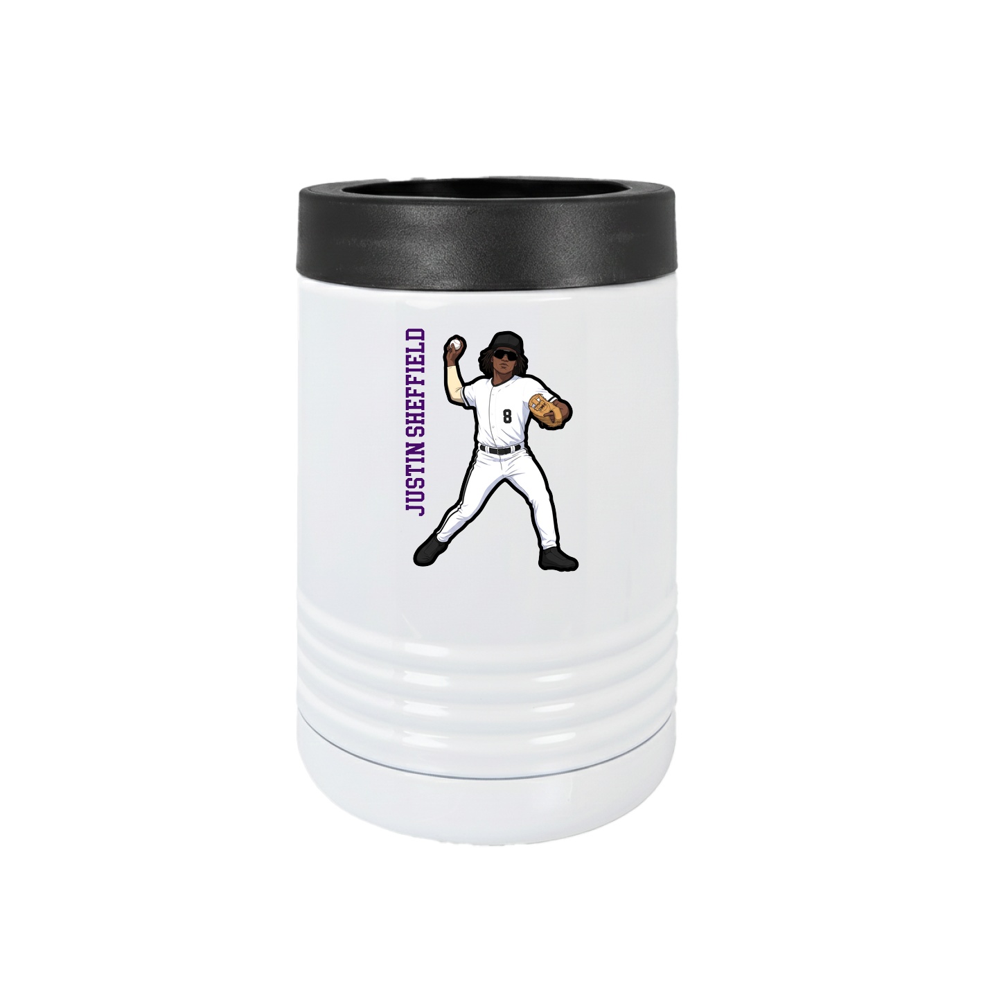 Beverage Holder — Name Vertical in White