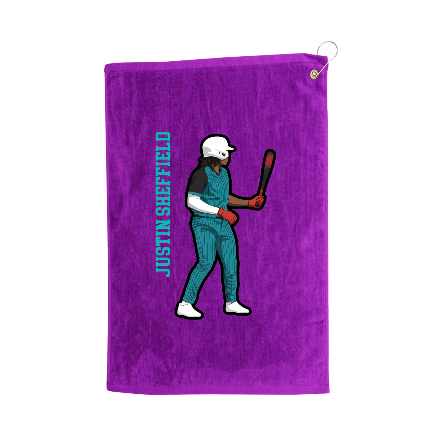 Golf Towel — Name Vertical in Purple
