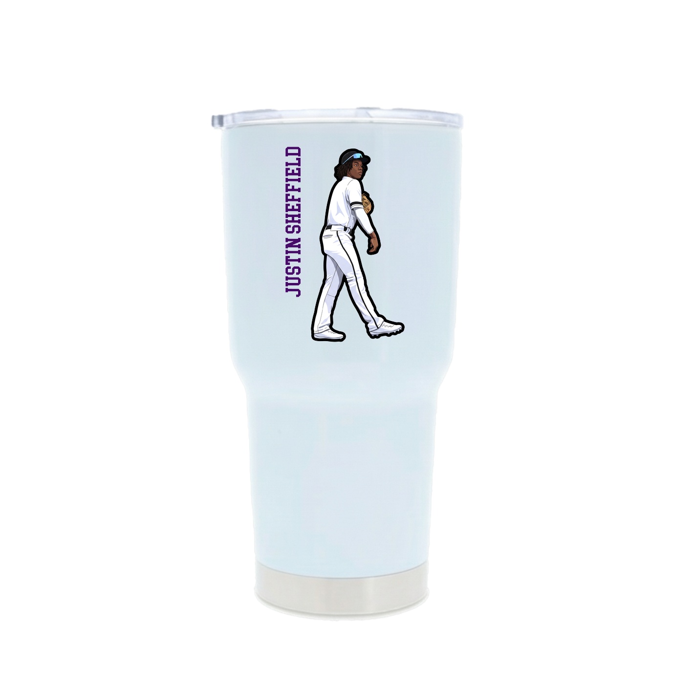 30oz Stainless Steel Tumbler — Name Vertical in White