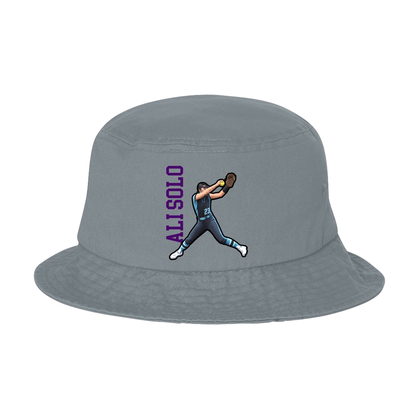 Bucket Cap — Name Vertical in Grey