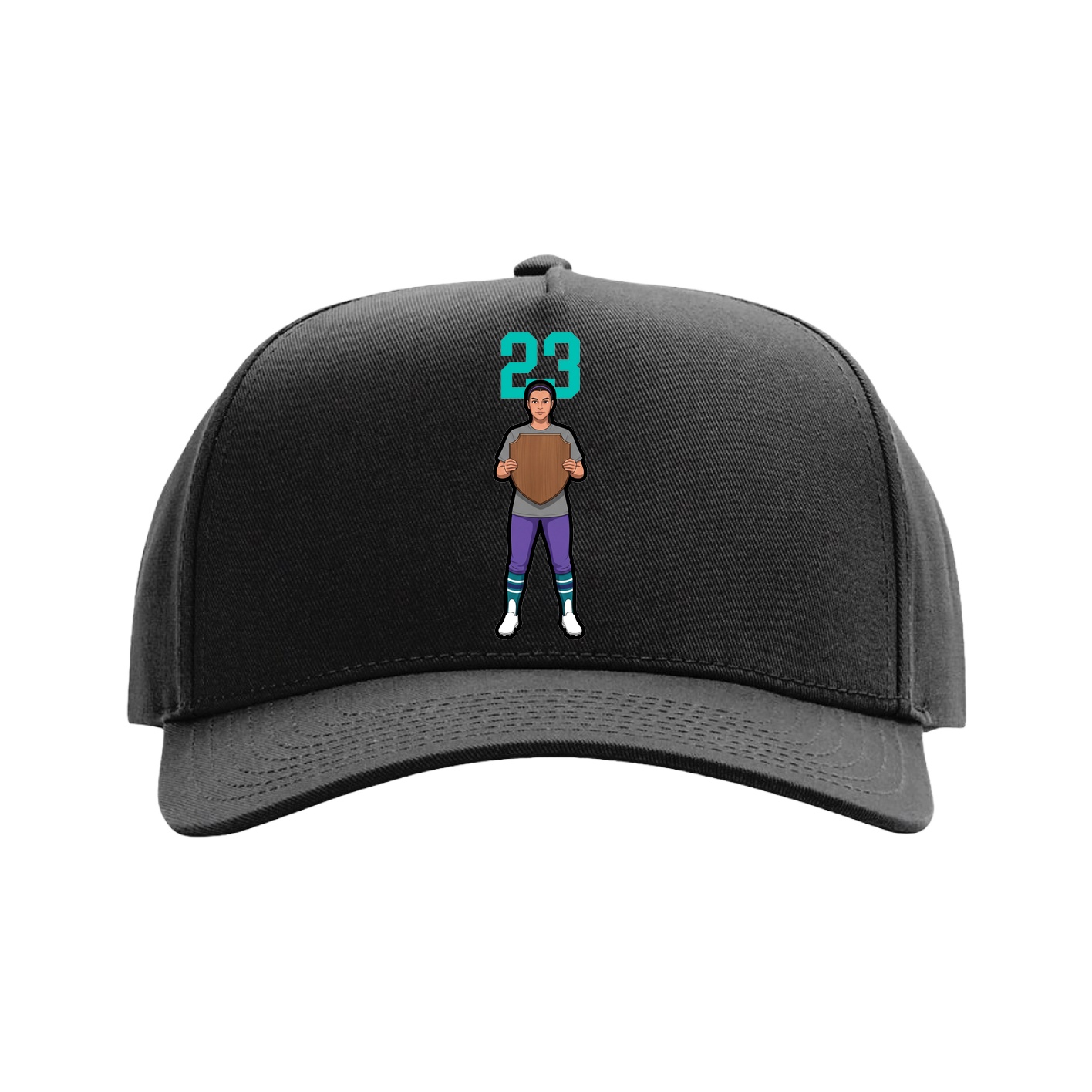 Full Fabric Five-Panel Champ Cap — Number Top in Black