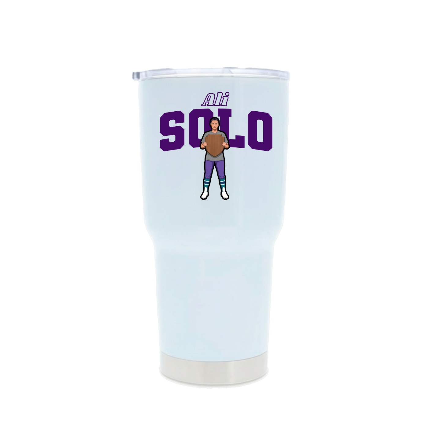 30oz Stainless Steel Tumbler — Name Arch in White