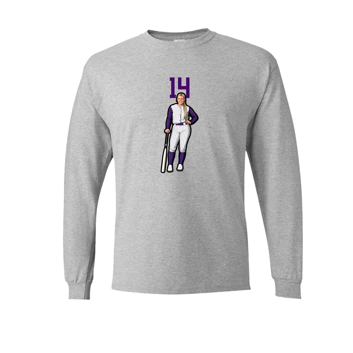 Long Sleeve Tee — Number Top in Grey