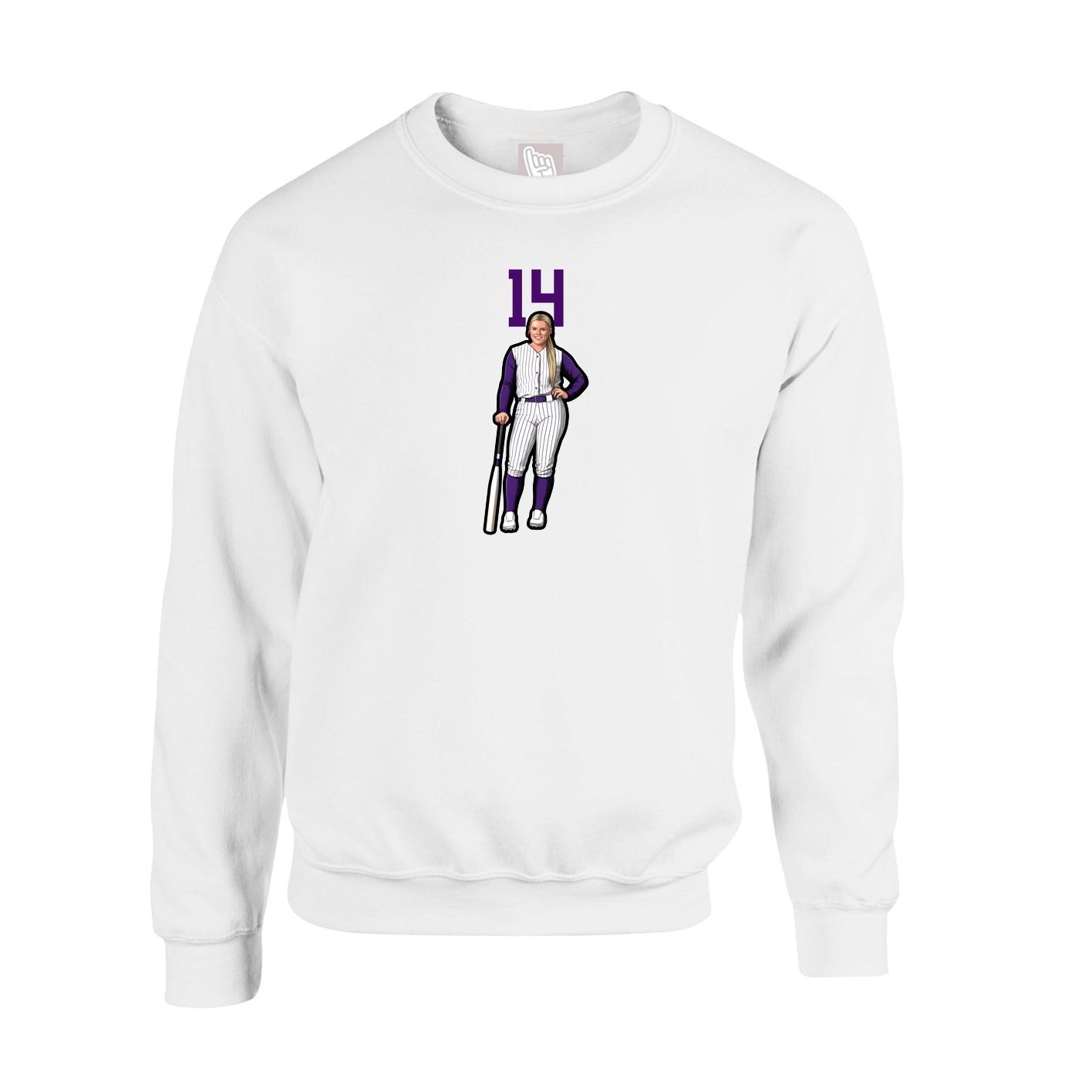 Fleece Crew — Number Top in White
