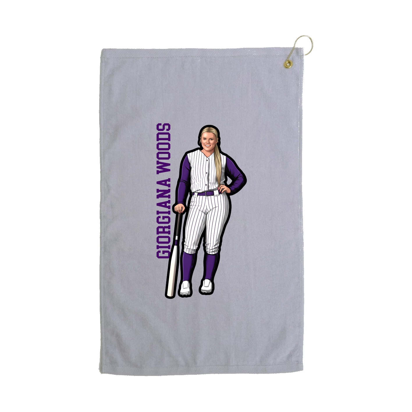 Golf Towel — Name Vertical in Grey