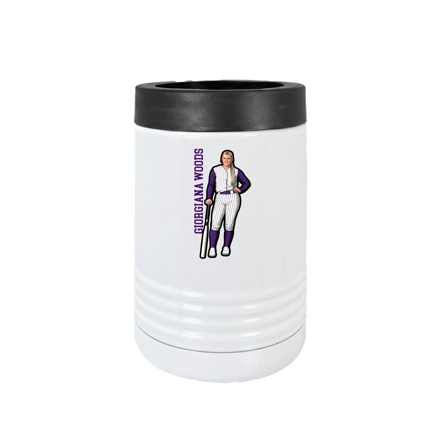 Beverage Holder — Name Vertical in White