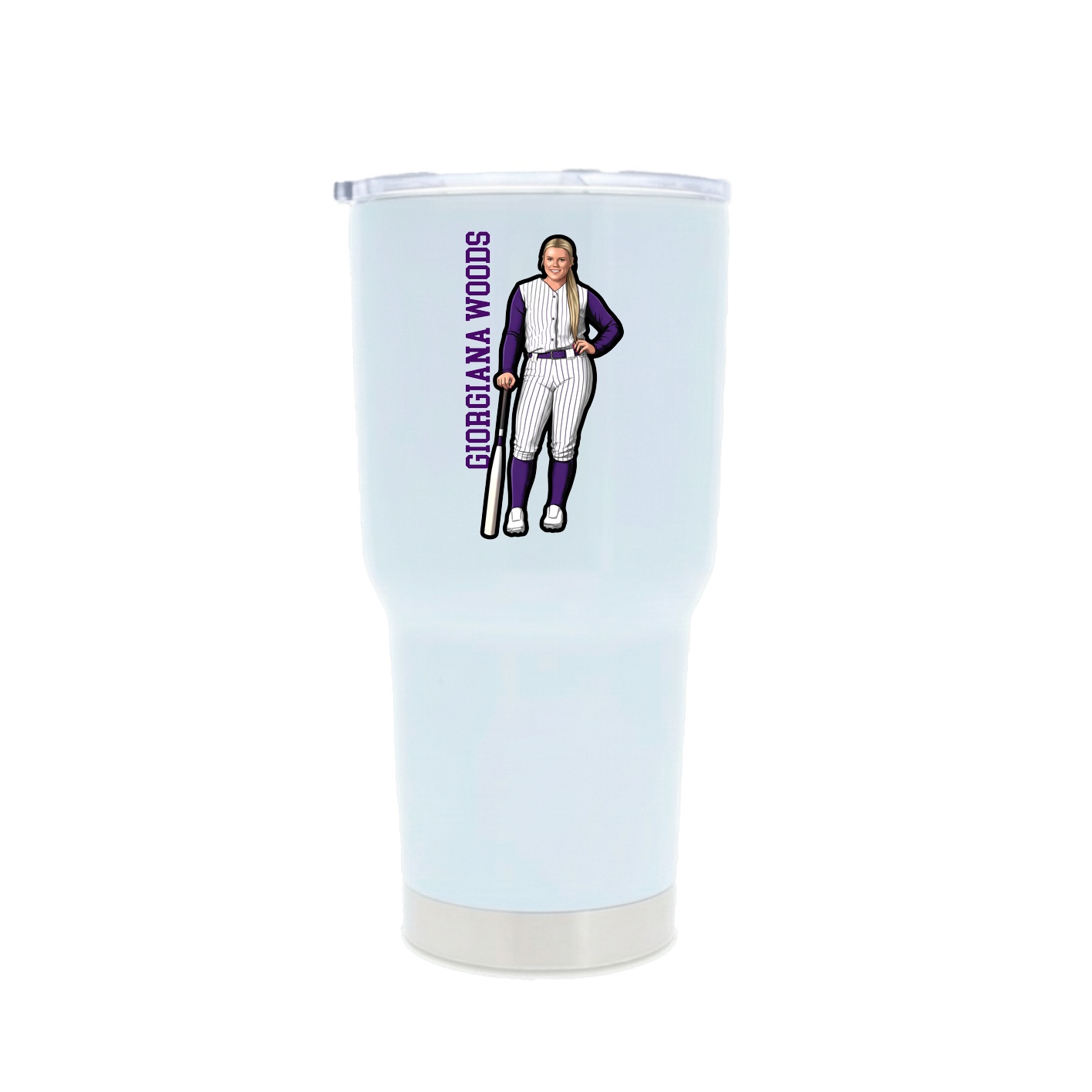 30oz Stainless Steel Tumbler — Name Vertical in White