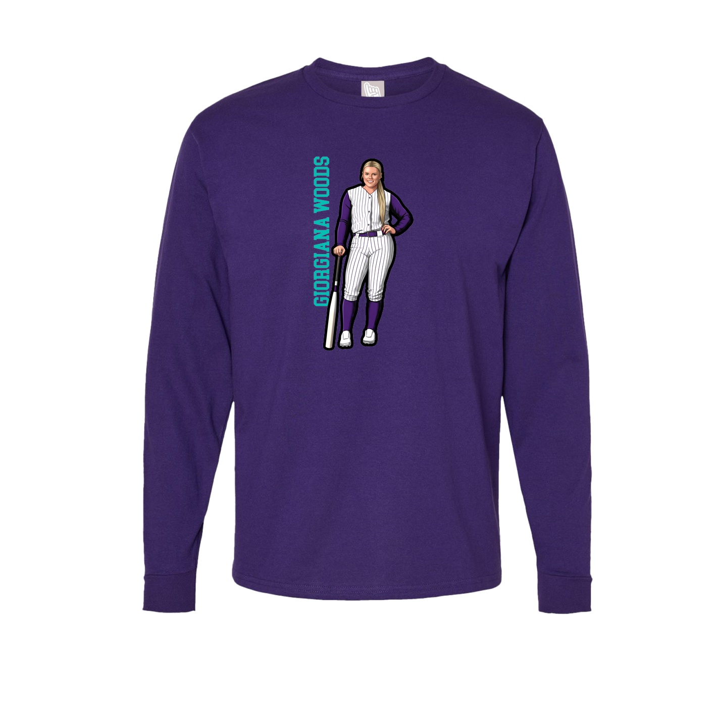 Long Sleeve Tee — Name Vertical in Purple