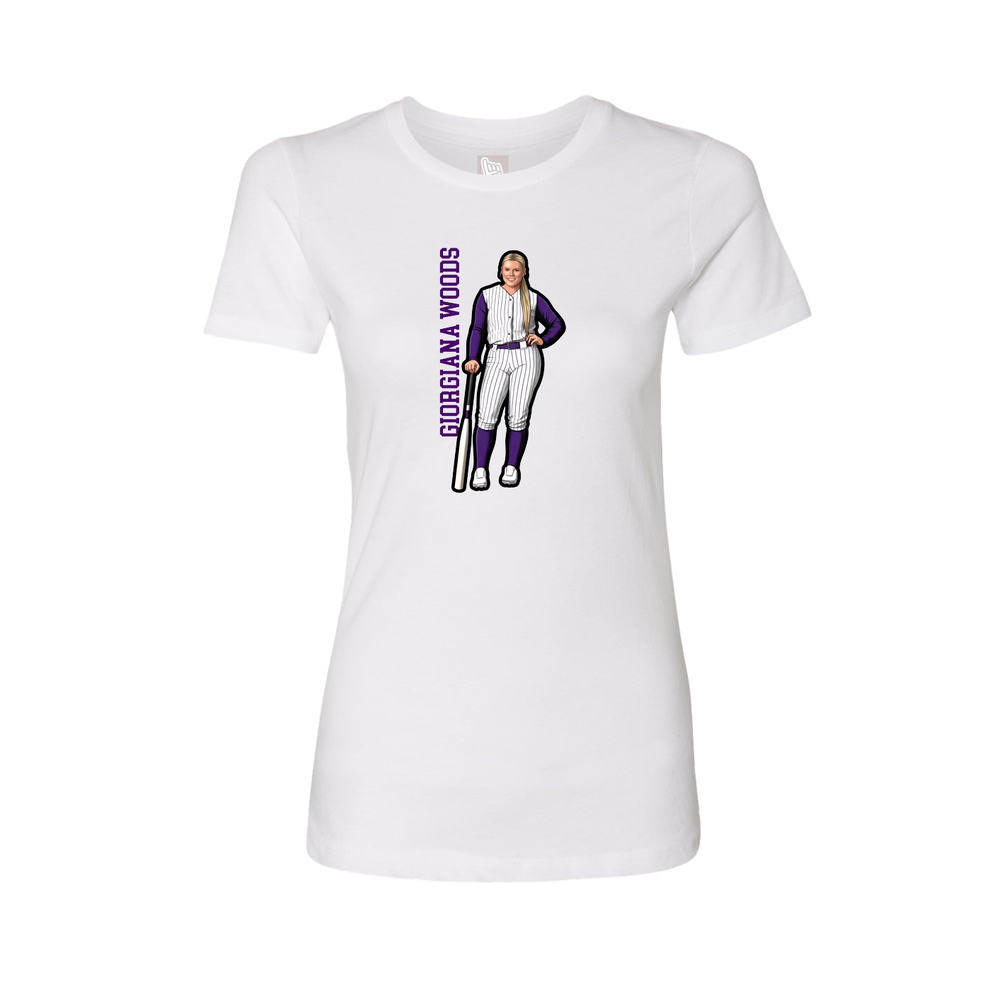 Fitted Women's Tee — Name Vertical in White