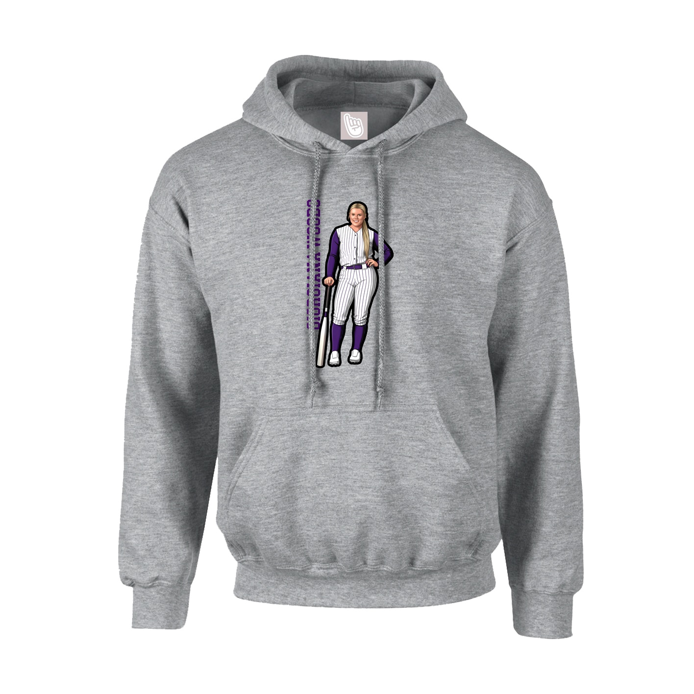Youth Hoodie — Name Vertical in Grey