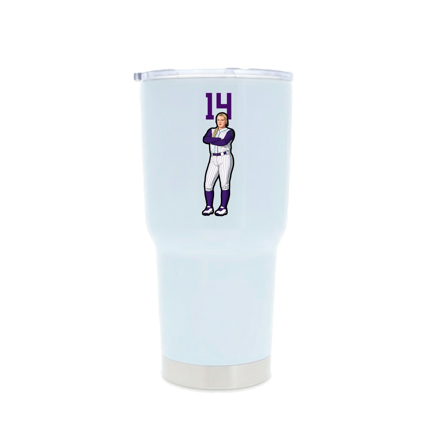 30oz Stainless Steel Tumbler — Number Top in White