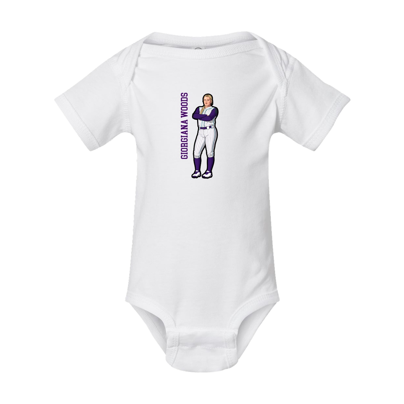 Baby Onesie — Name Vertical in White
