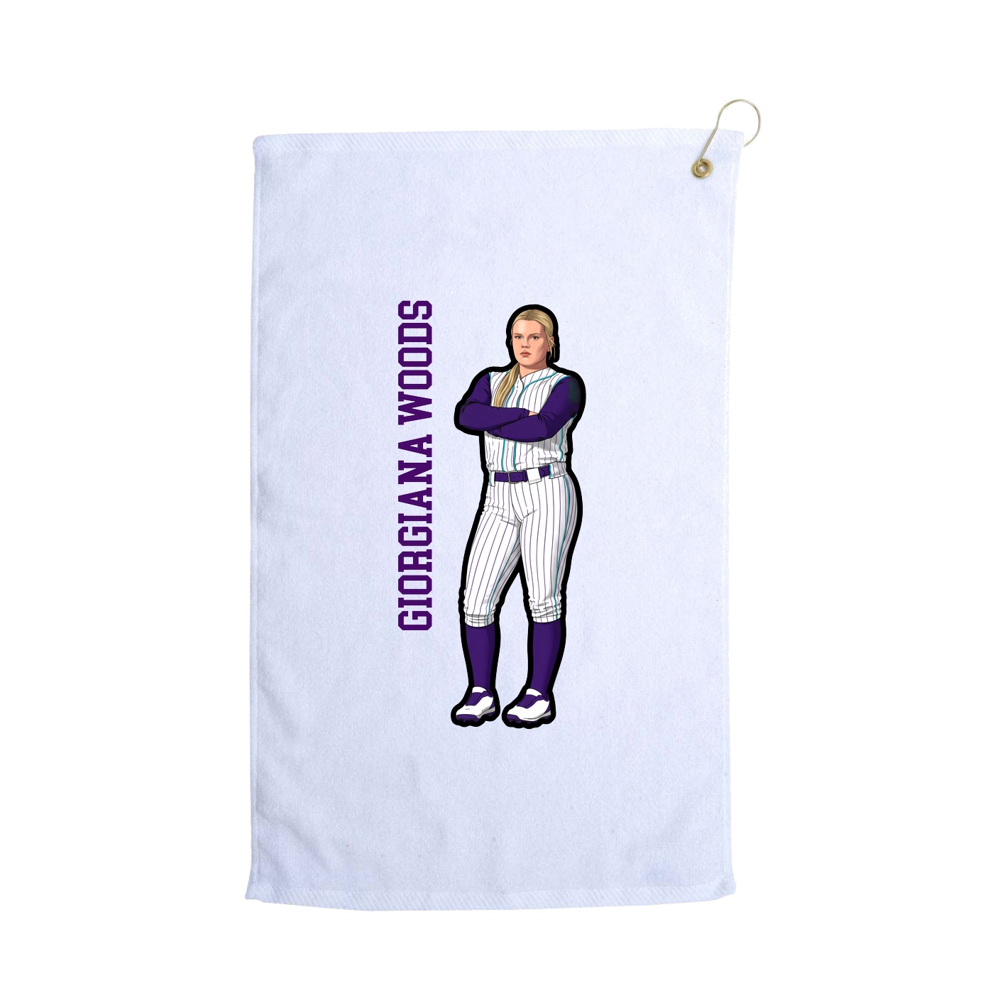 Golf Towel — Name Vertical in White
