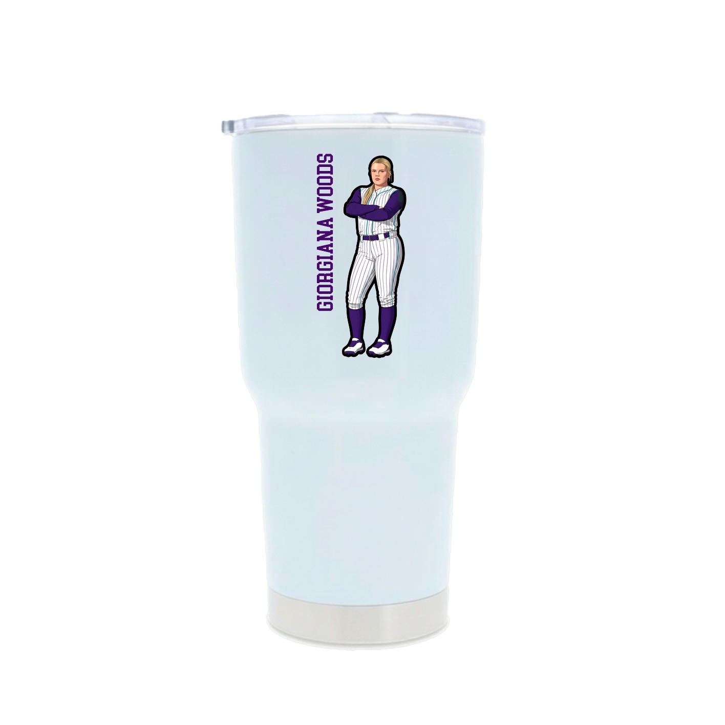 30oz Stainless Steel Tumbler — Name Vertical in White