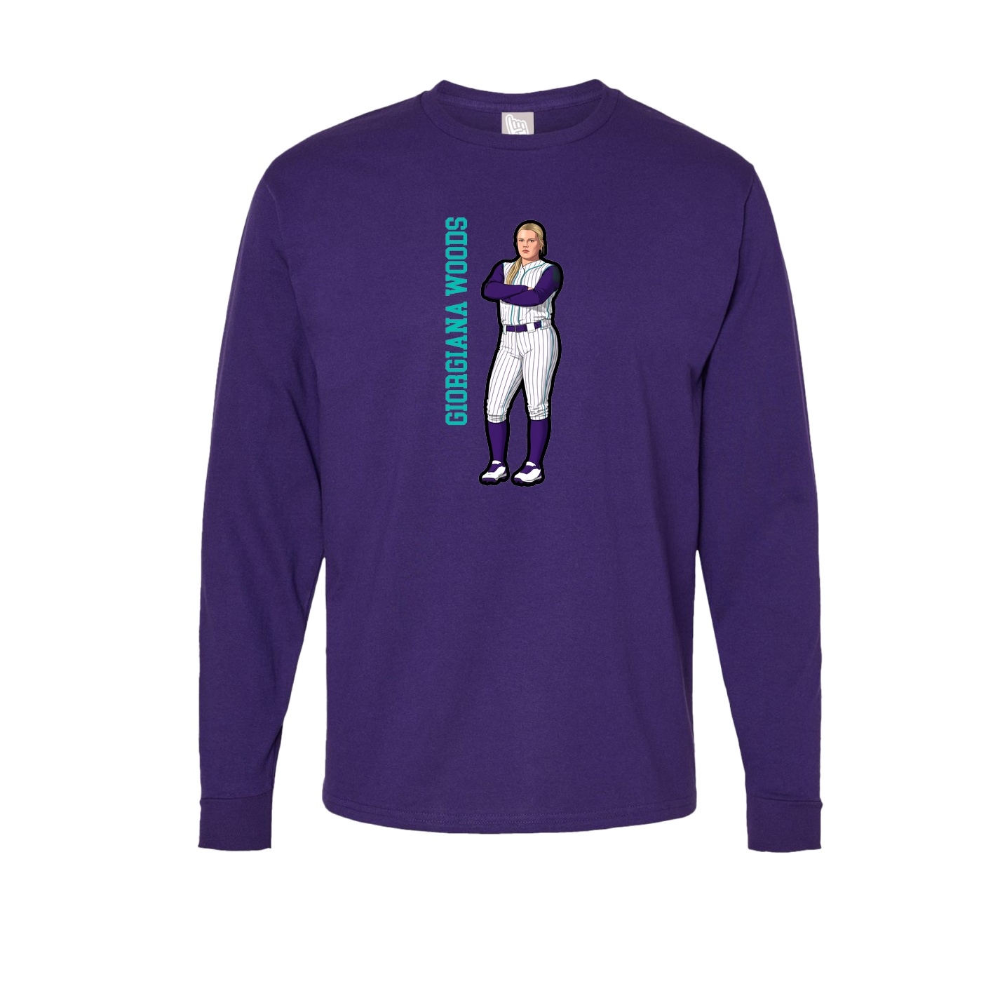 Long Sleeve Tee — Name Vertical in Purple