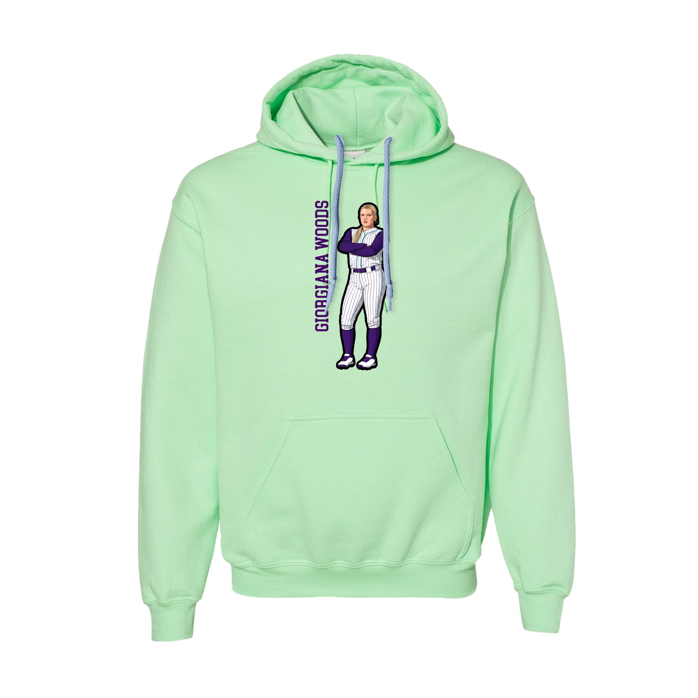 Hoodie — Name Vertical in Green