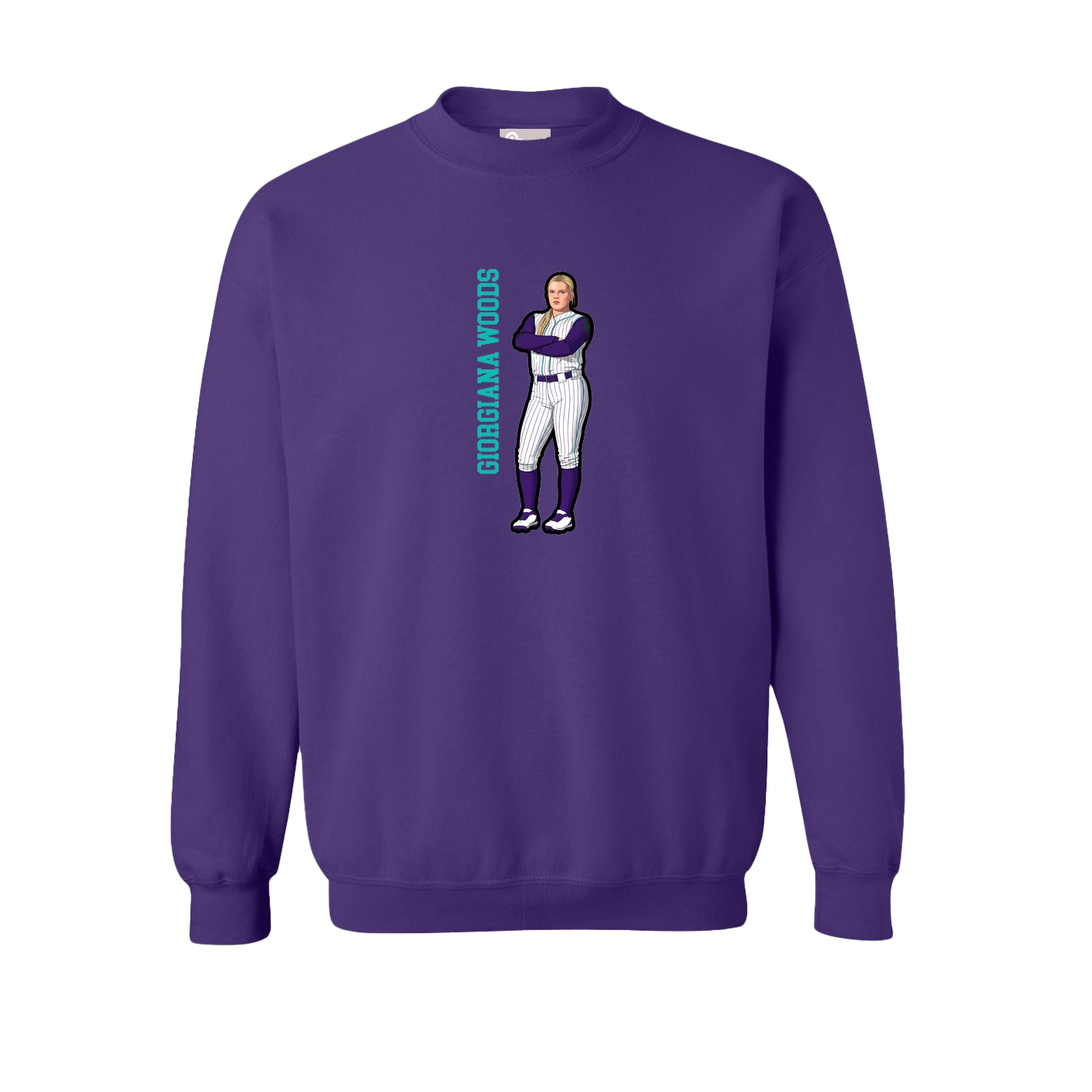 Fleece Crew — Name Vertical in Purple