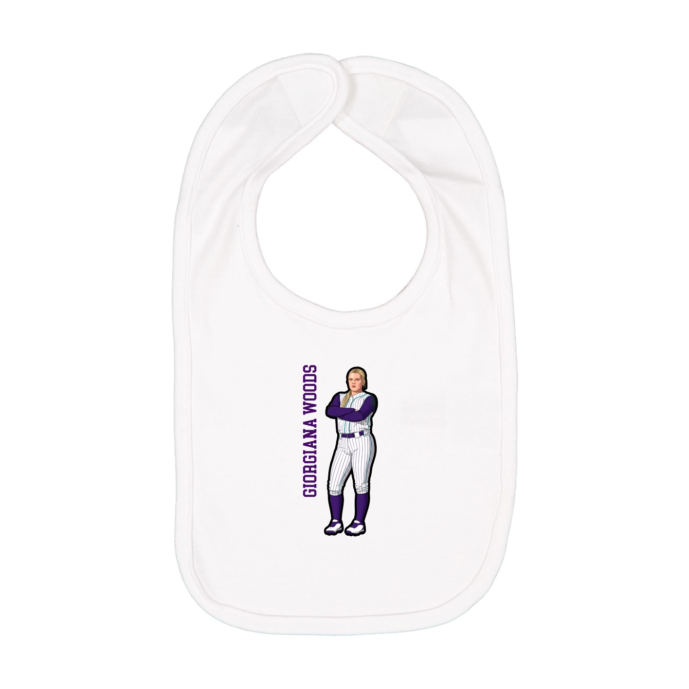 Infant Bib — Name Vertical in White