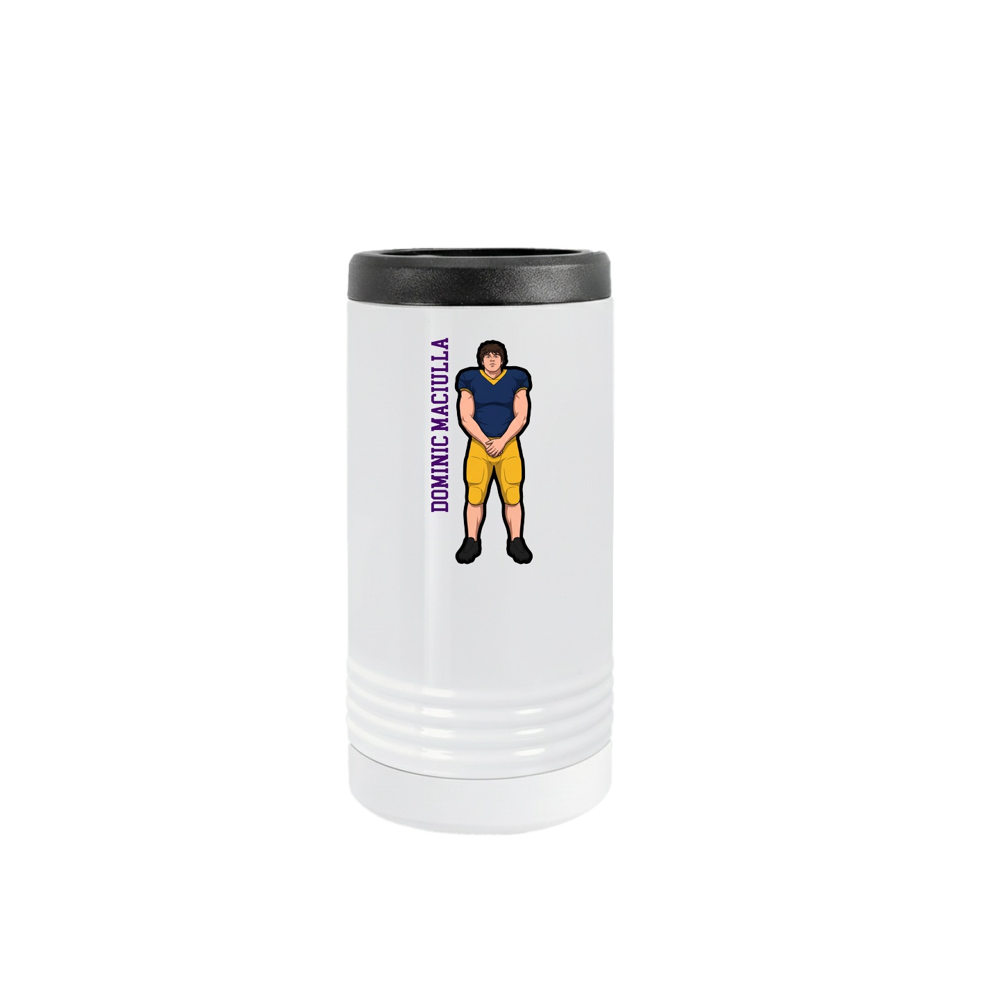 Slim Beverage Holder — Name Vertical in White